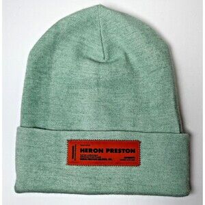 Heron Preston Hat Beanie One Size Wool Acrylic Patch Streetwear Mens